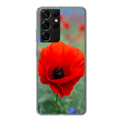 Produktbild von MuchoWow® Handyhülle Schutzhülle Hülle für Samsung Galaxy S21 Ultra Lila und rote Mohnblumen auf einer Wiese Silikon Softcase Handy Hülle - Mobiltelefon