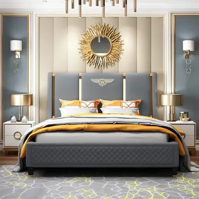 Immagine prodotto di Letto imbottito design letti matrimoniali hotel matrimonio camera da letto in pelle 180x200cm