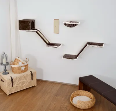 Produktbild von Katzen-Kletterwand mit Treppe 8-teilig grau