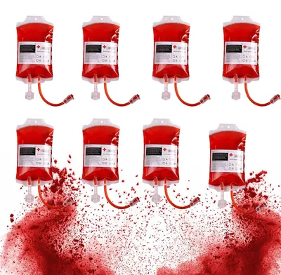 Halloween Blutbeutel 8 Stück, 350 ml, PVC, rot, für Partys