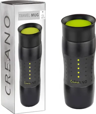 Produktbild von Creano Design Travel Mug 420ml, Coffee to Go Becher, Thermobecher, Isolierbecher, hält 4h heiß/ 7h kalt, 100% dicht & auslaufsicher, 360°-Trinköffnung | Grün
