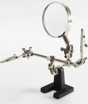 Produktbild von Arbeits Lupe Dritte Hand Löthilfe Echtglas Arbeitshilfe schwerer Gussständer Klemmen