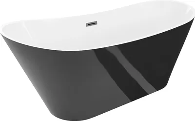 Produktbild von Mexen Dora freistehende Wanne 150 x 75 cm, weiß/schwarz, Überlauf gun gray gebürstet - 52071507575-66