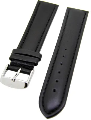 Produktbild von Uhrenarmband Kalbsleder dick gepolstert Schwarz 20mm