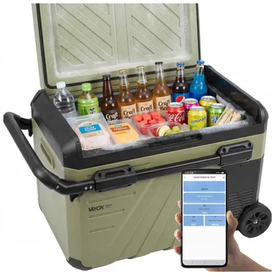 Produktbild von Vayox 35L Kompressor Kühlbox elektrisch VA-TW37, mit Rollen, APP-Steuerung USB-Anschluss 12/24 V 230V, bis -20 °C