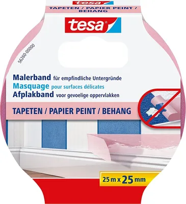 Produktbild von TESA 56260, Maler-Abdeckband, Papier, Pink, weich, Acrylfarbe, Alkydfarbe, Latexfarbe, 7 Tag(e)