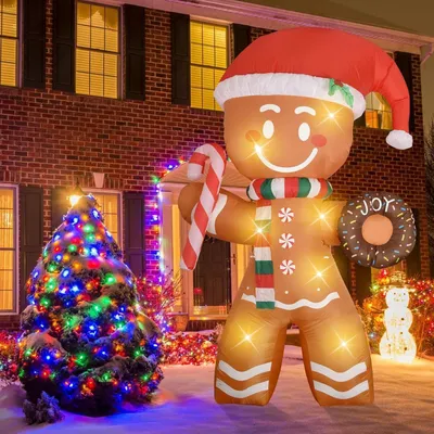 Aufblasbarer Lebkuchenmann 2,4 m mit LED, IP44, für draußen