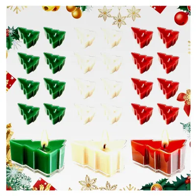 Produktbild von 24 Stück Weihnachts-Teelichter, Weihnachtsbaumkerzen, Duftkerzen für die Weihnachtsdekoration und Geschenke