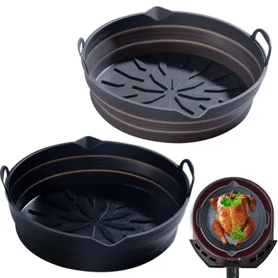 Obrázok produktu pre Silikónové vložky do fritéz, 2 kusy, 20 cm, skladacie, opakovane použiteľné, vhodné do kontaktu s potravinami