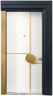 Image de Porte d'entrée dorée et blanche Portes d'appartement élégantes Portes d'entrée exclusives