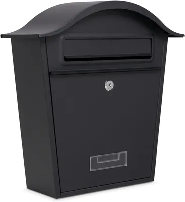 Wandbriefkasten, abschließbar, Stahl, 36x13x37 cm, schwarz