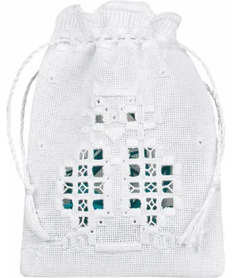 Image de Modèle en fin de série : kit de broderie Permin Hardanger « Blanc I », motif à compter, 10,5 x 15 cm