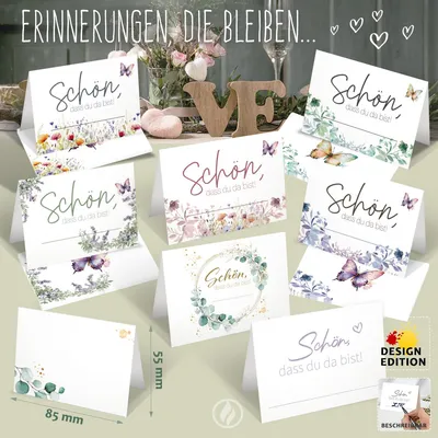 Produktbild von Bierdeckel 50 Stück 'Schön, DASS du da bist' quadratisch Tischdeko Hochzeit