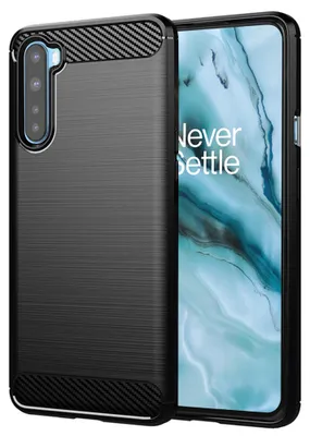 Produktbild von Techsuit Carbon Silicone Back Cover Hülle für OnePlus Nord - Schwarz