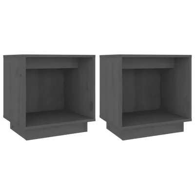 Produktbild von Nachttische 2 Stk. Grau 40x30x40 cm Massivholz Kiefer
