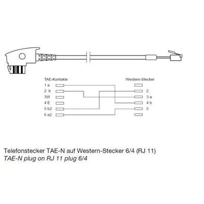Obrázek produktu pro shiverpeaks BS70120-6/2, 10 m, TAE-N, RJ-11, Černá, Samec, Samec