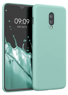 Produktbild von kwmobile Hülle kompatibel mit OnePlus 6T Hülle - gummierte TPU Silikon Handyhülle - Schutzhülle für kabelloses Laden - Case in Mintgrün matt