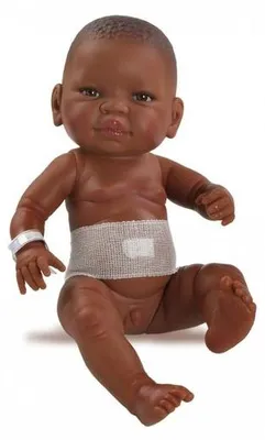 Productafbeelding van Babypop 45cm donker meisje met navelband - Paola Reina
