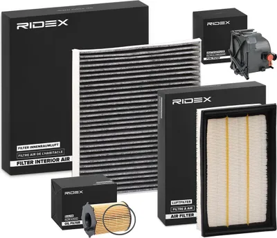 Produktbild von RIDEX Filterset Inspektionspaket Filtersatz für FORD Focus II Schrägheck (DA, HCP, DP) Focus II Kombi (DA, FFS, DS) Focus C-Max (DM2) für VOLVO V50