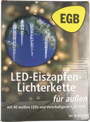 Produktbild von EGB LED-Eiszapfen-Lichterkette 40 Zapfen weiße LED 4027236043409