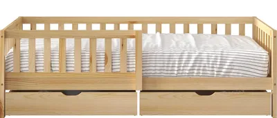 Productafbeelding van Sunny Isa Kinderbed van Hout met 2 Lades | Bed in Houtkleur Zonder Matras | Kajuitbed met Valbeveiliging | 206x98cm | Voor Matrasmaat 90 x 200 cm