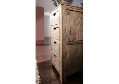 Produktbild von MASSIVMOEBEL24 Kommode Sheesham 45x40x100  grau geölt NATURE GREY #54