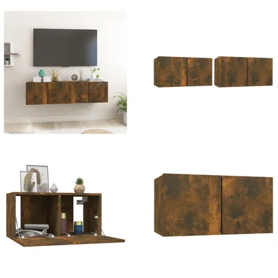 Produktbild von vidaXL TV Wandschränke 2 Stk. Räuchereiche 60x30x30 cm - TV-Wandschrank - TV-Wandschränke - TV-Schrank - TV-Möbel