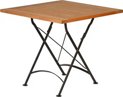 Produktbild von Klapptisch Premium Teak Falttisch 80 x 80 cm als wetterfester Balkontisch rostfreier und langlebiger Teak Eisen Gartentisch