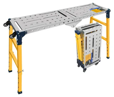 Imagen del producto de Mesa de trabajo plegable - Plataforma de acero con ruedas - 36 x 140 cm - 500 kg