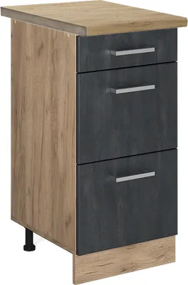 Produktbild von Küchenunterschrank Vicco R-Line Schwarz Beton 40 cm AP Eiche, Model 47554