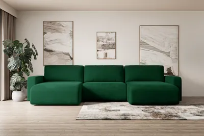 Produktbild von ALTDECOR Ecksofa mit Schlaffunktion und Bettkasten Corner Sofa Eckcouch Couch U-Form universal, links/rechts angeordnet Schlafcouch Ausziehbar Wohnlandschaft Schlafsofa KLEEA-U - 347x143x83cm Grün