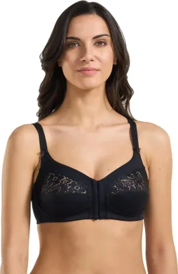 Produktbild von Spiman Damen gepolsterter BH ohne Bügel mit Spitze mit Verschluss vorne, Schwarz-Spitze, Gr. 85B