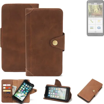 Produktbild von K-S-Trade Handyhülle kompatibel mit Emporia Smart.3 Schutz Hülle Walletcase Bookstyle Tasche Case Handytasche Wallet Flipcase Cover PolyurethanBraun (1x)