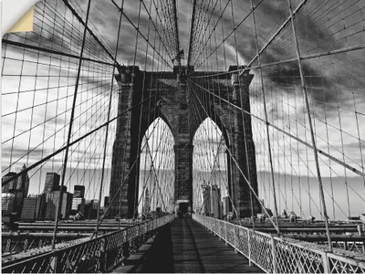 Produktbild von ARTland Wandbild, selbstklebend Brooklyn Bridge - schwarz/weiss Größe: 120x90 cm
