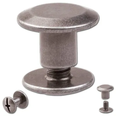 100 Schraubnieten 5 mm, Nickel-Antik, Zinklegierung