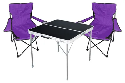3-tlg. lila Campingmöbel Set Tisch mit Tragegriff + 2 Campingstuhl mit Tasche