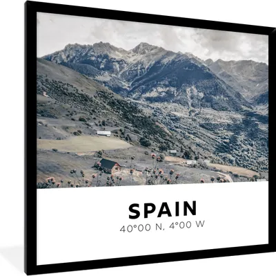 Produktbild von MuchoWow® Gerahmtes Poster Spanien - Berge - Natur 40x40 cm - Poster mit Schwarzem Bilderrahmen Wandposter Rahmen Foto Bilder - Mit Rahmen - Wanddekoration Schlafzimmer
