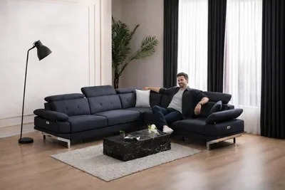 Produktbild von L-förmiges Sofa mit verstellbaren Kopfstützen in modernem Design