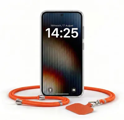 Produktbild von Handyhülle für Samsung Galaxy S26 FE mit Handykette Band in Rot Kordel Hülle Case Schutzhülle Transparent