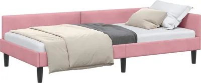 Obrázek produktu pro vidaXL Rohový rám postele s čelem růžový 80 cm x 200 cm sametový