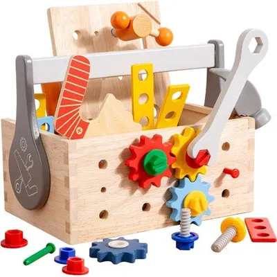 Produktbild von Bauspielzeug-Kit für Kinder, Schrauben- und Schraubenspiel für die frühe Bildung, Feinmotorik-Training, Holzspielzeug.