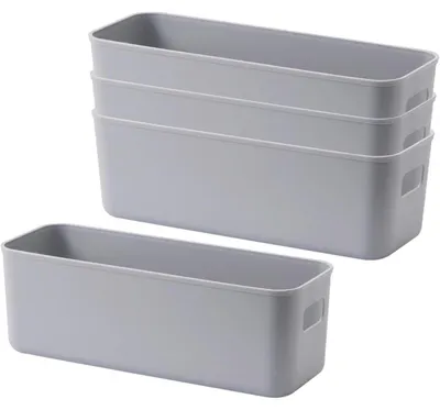 Immagine prodotto di Contenitori in plastica con maniglie, 4 pezzi, colore bianco, impilabili