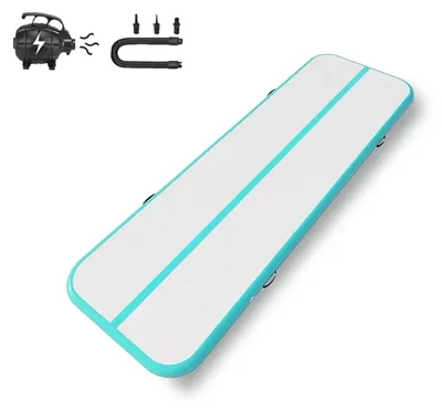 Produktbild von Aufblasbare Gymnastikmatte mit Pumpe - Airtrack Trainingsmatte - 300x100x10 cm - Heimtraining - Turnen - Yoga - Wassersport