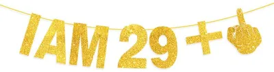 Produktbild von Girlande 30. Geburtstag "29+1" Gold Glitzer 3m
