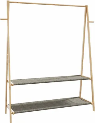 Produktbild von "2026 Promotion" Kleiderständer mit Ablagen 132x45,5x150,5 cm Bambus - Garderobenständer CC23391