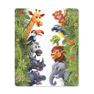 Produktbild von MuchoWow® Mauspad Mousepad Dschungel - Tiere - Jungen - Mädchen - Giraffe - Elefant - Kinder 30x40 cm - Mousepads - Maus Mat - Pad - Mausunterlage - Mausmatten