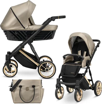 Produktbild von Kunert Ivento Premium 2in1 Kinderwagen in Braun mit Goldrahmen