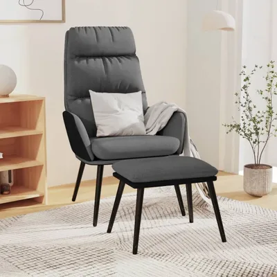 Image de Maison Exclusive - Fauteuil relax avec repose-pieds, couleur gris clair, revêtement en tissu et similicuir