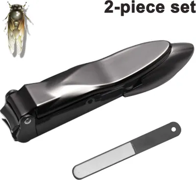 Produktbild von Nagelknipser Männer, Nagelklips Groß mit Auffangbehälter(Verhindern Sie Nagelspritzer) Knipser Fingernägel Nail Clipper Gross,Nail Cutter Profi, Premium Edelstahl Nagelzwicker (Schwarz)