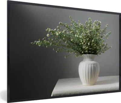 Produktbild von MuchoWow® Gerahmtes Poster Stillleben - Vase - Blumen 30x20 cm - Poster mit Schwarzem Bilderrahmen Wandposter Rahmen Foto Bilder - Kunstdruck - Bild-Poster